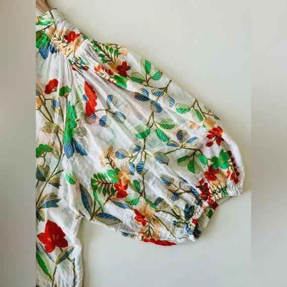 Maeve Floral Blouse with Green and Orange Accents - Picture 6 of 7